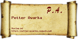 Petter Avarka névjegykártya